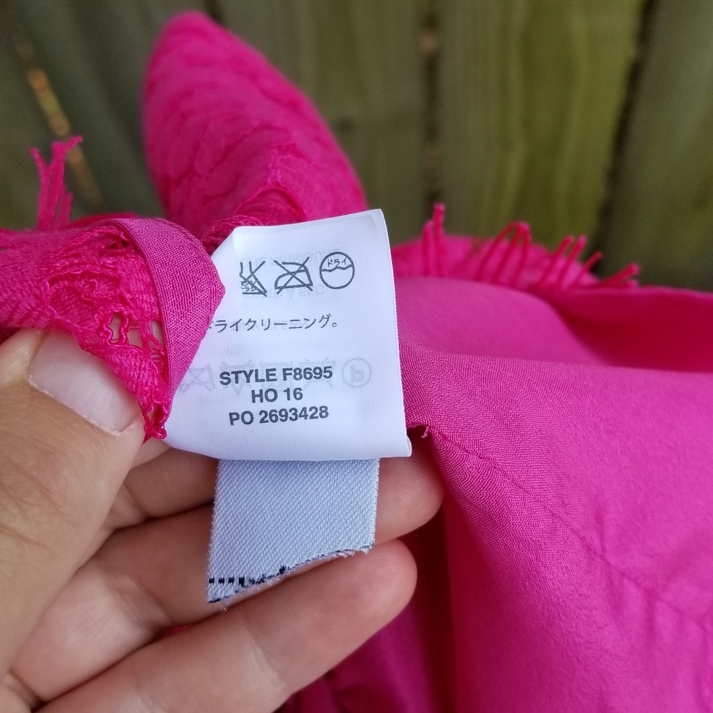 J Crew Hot Pink Peplum Lace Sleveless Top - Picture 7 of 7